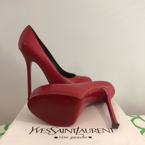 Yves Saint Laurent Red Napa Pumps - Picture 3 of 4